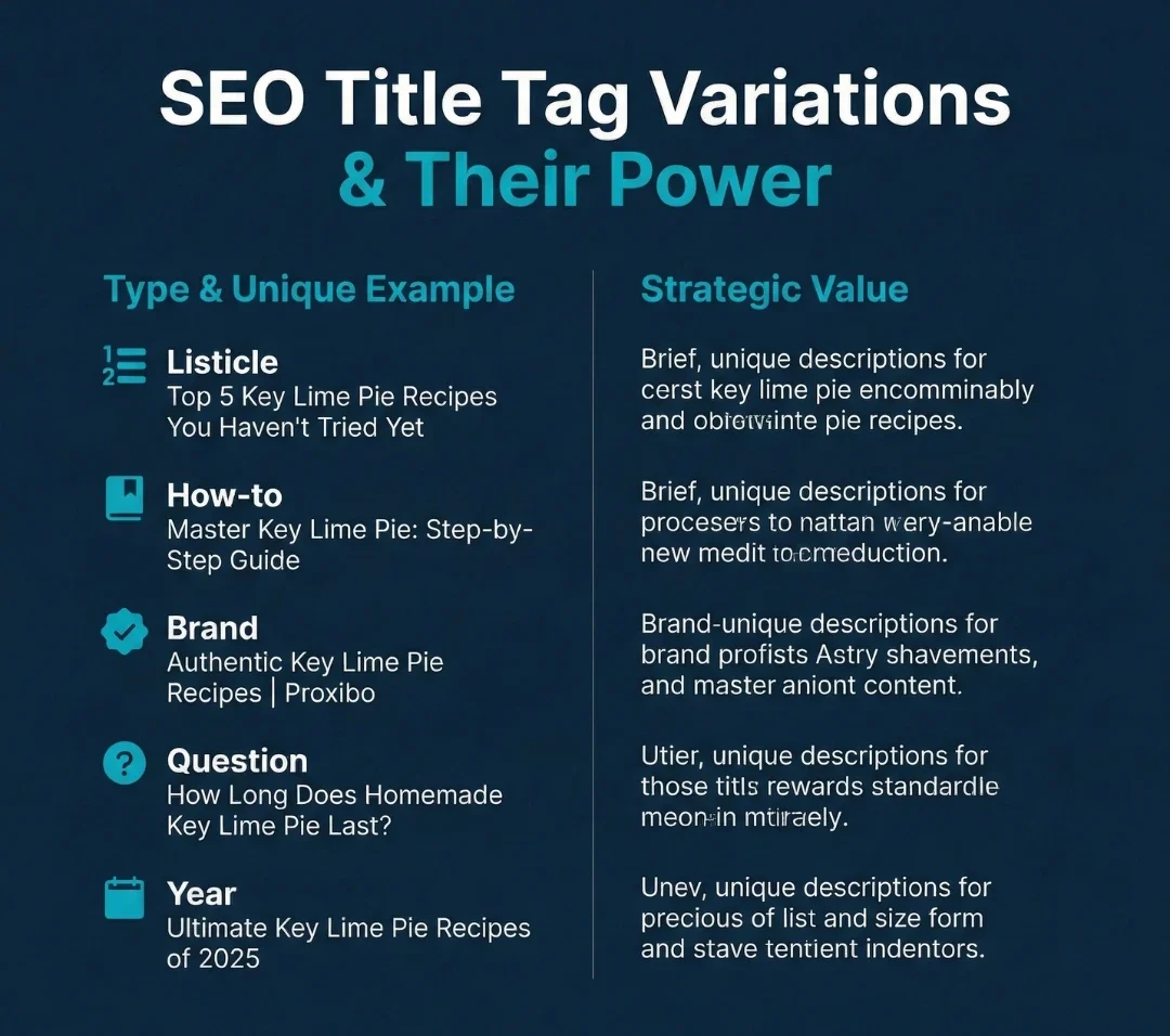 Different types of SEO title tag variations.