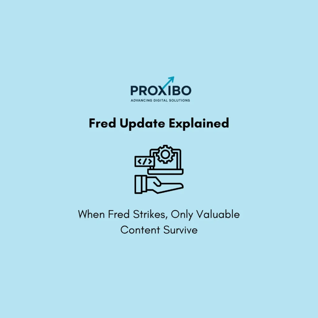 Google Fred update illustration showing impact of low-quality content, excessive ads, and SEO ranking drop