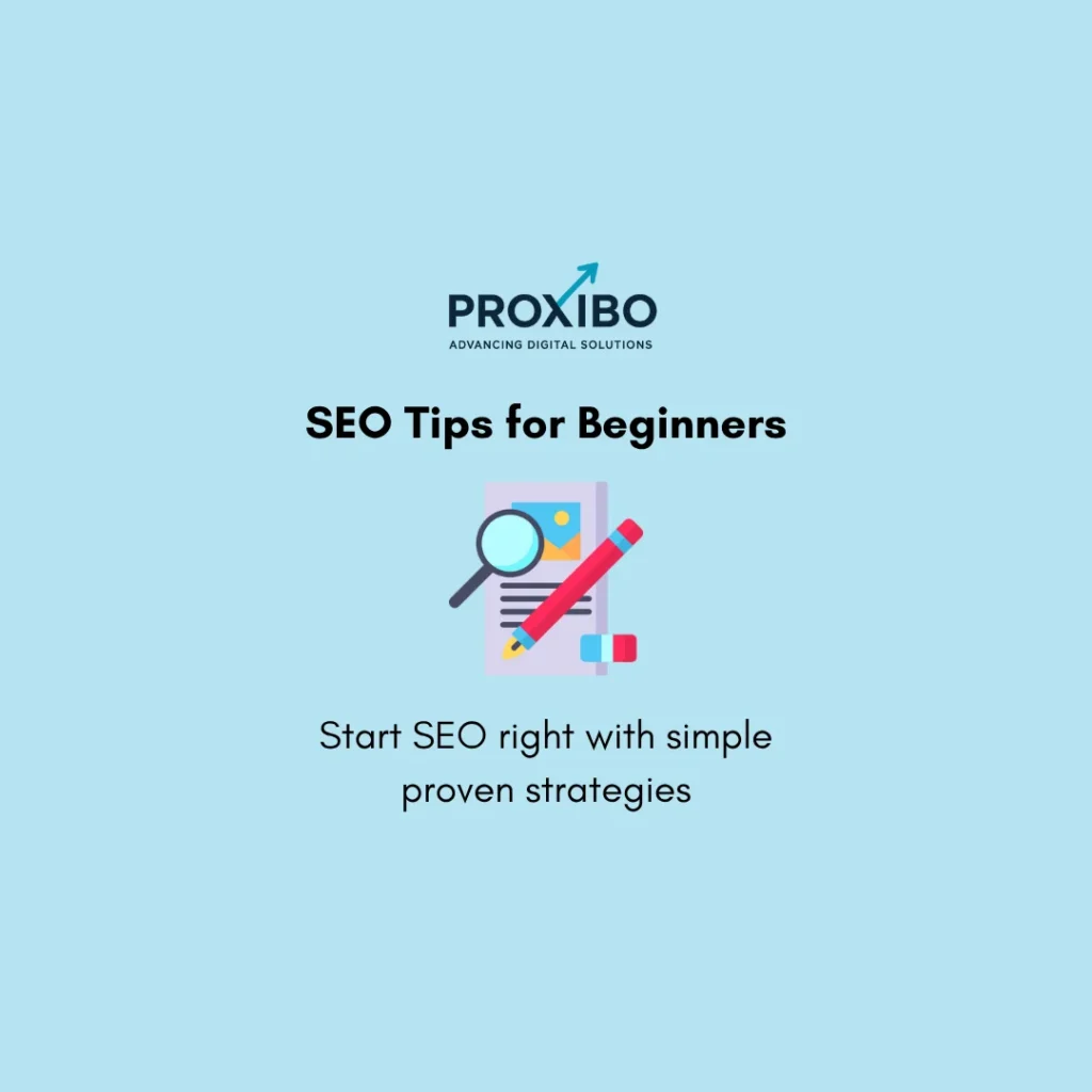 SEO tips for beginners concept showing keywords, content optimization, and website growth strategy.