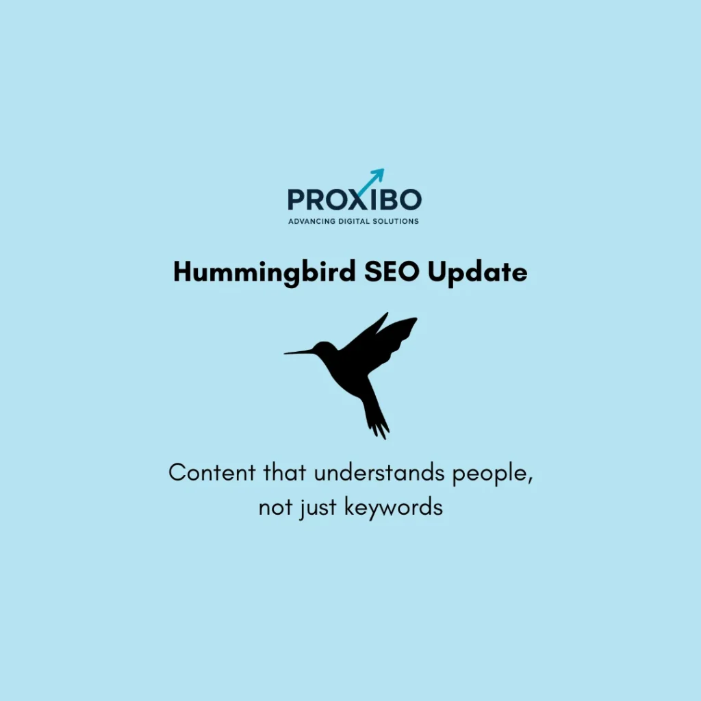 Illustration showing how the Hummingbird SEO update improved semantic search and user intent understanding in Google