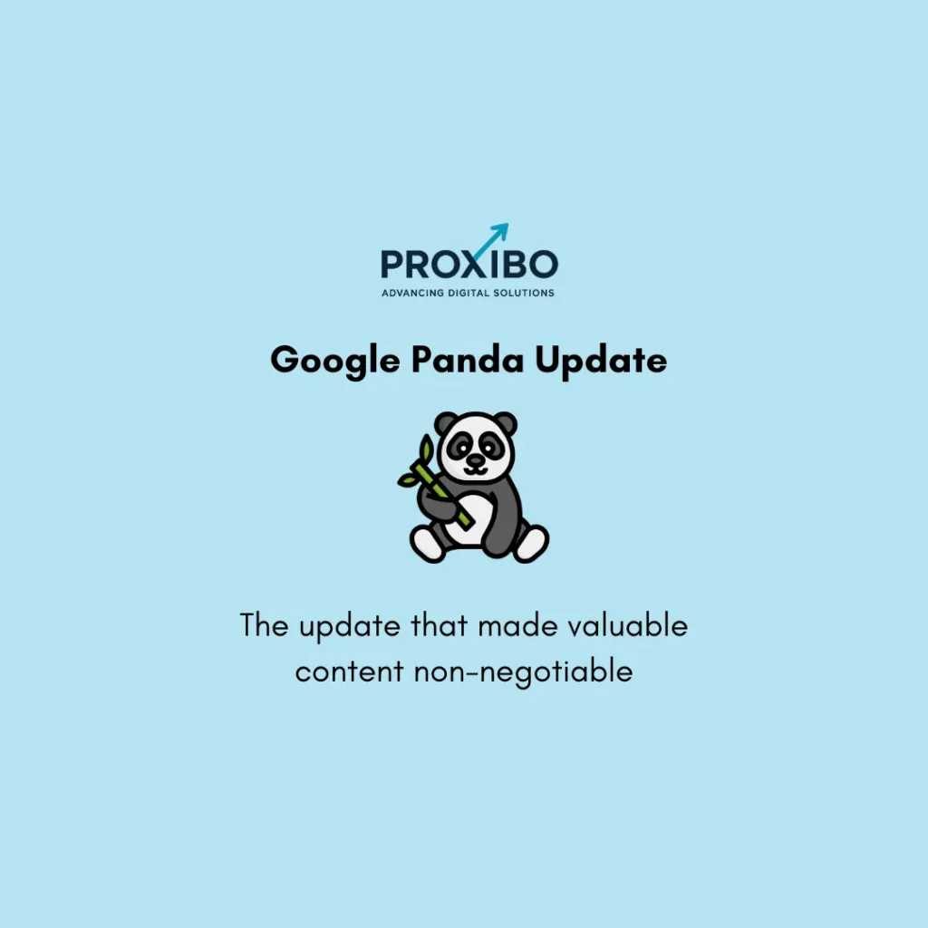Panda Update algorithm illustration showing impact of low-quality content, thin pages, and ranking drops in Google search results