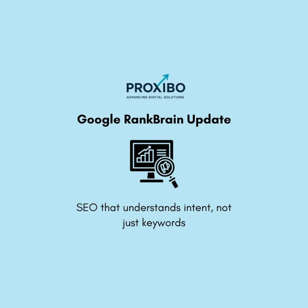 Illustration explaining Google RankBrain update and how AI improves search intent and SEO rankings