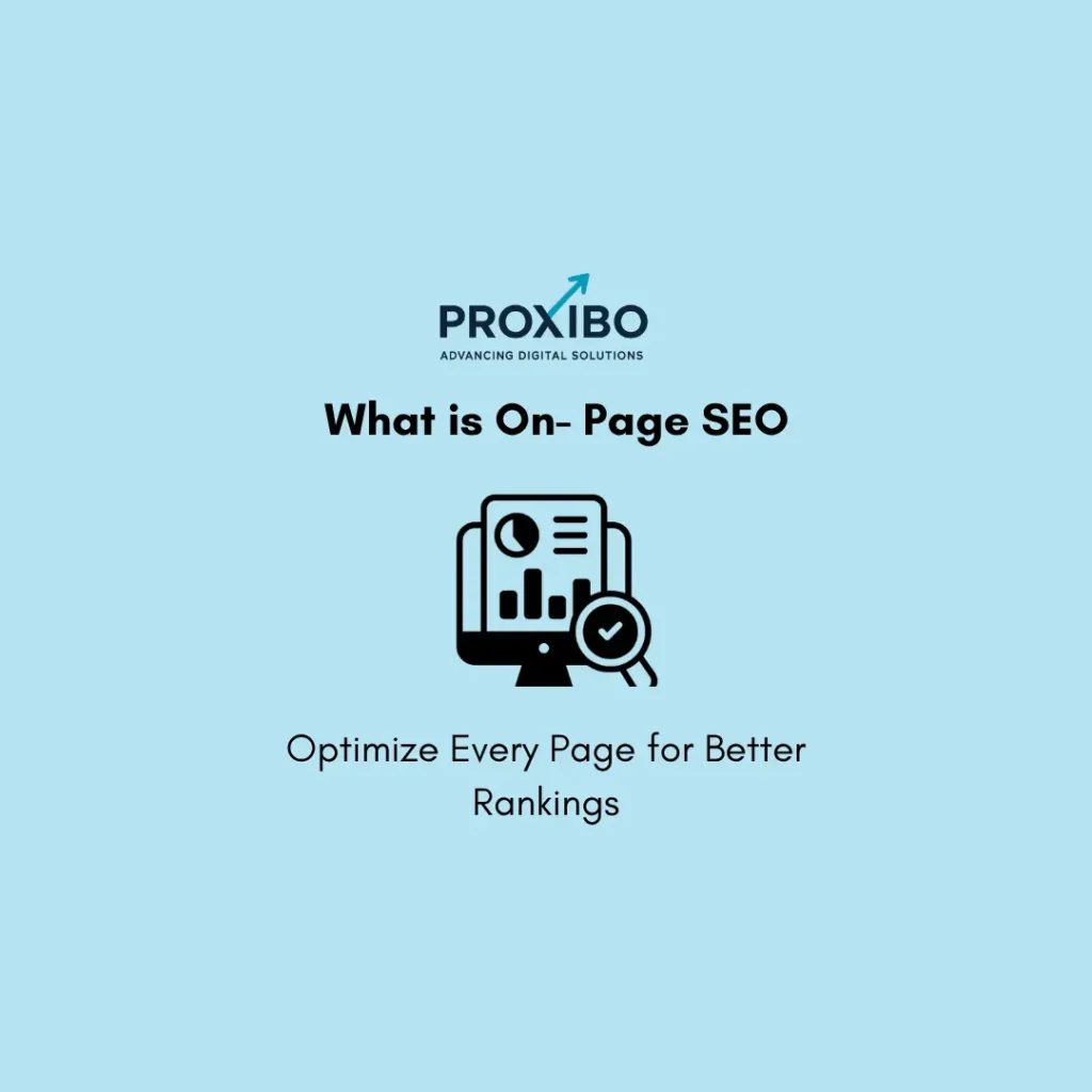 What is on page SEO infographic showing title tags, keywords, headings, internal links, and page speed optimization steps