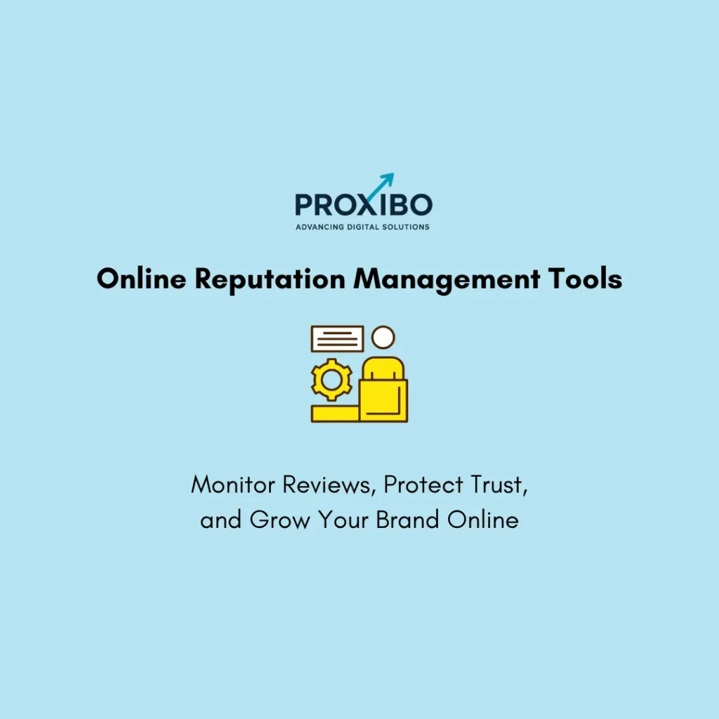Online reputation management tools dashboard showing review monitoring, brand mentions, ratings, and customer feedback analytics across multiple platforms.