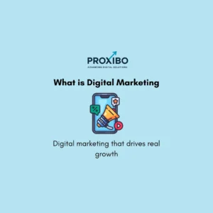 Digital marketing strategy illustration showing SEO, social media, content marketing, and online business growth
